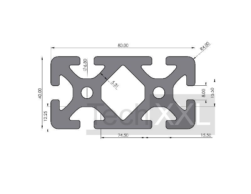 Aluminium-Profil 8 80x40 schwer ➡️ 16.43€ ▷ Profiltechnik