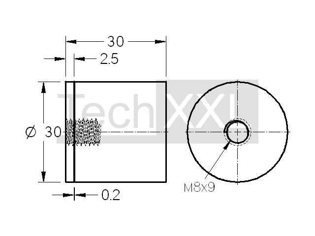 Anschlagpuffer M8 D30x30 ᐅ 1.29€ - Zubehoer - Baureihe 8 - SMT GmbH