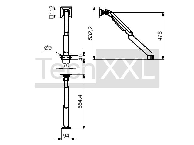 Monitorhalter 5 Achsen, höhenverstellbar (Set) - LP Montagetechnik GmbH